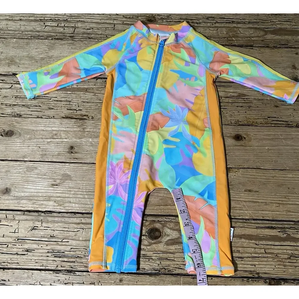 Sun Suit Kids Size 6-12m Multicolor Palm Swimsuit NWOT